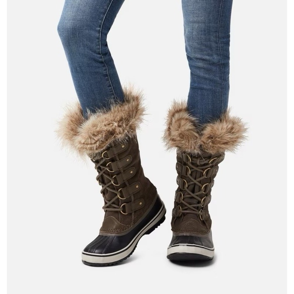 Sorel Joan of Arctic Tall Women's Faux Fur Winter Boots Quary Black Gray US 5.5